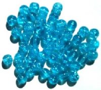 50 6mm Aqua Crackle Glass Beads